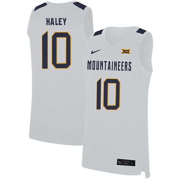 2020 Men #10 Jermaine Haley West Virginia Mountaineers College Basketball Jerseys Sale-White